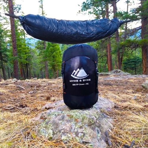  Hyke & Byke Antero Hammock Compatible Down Sleeping Bag  800 Fill Power 15 Degree F Goose Bag for Hammock, Ground Camping or Backpacking  Lightweight UnderquiltTop Quilt Combo