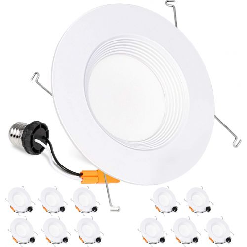  [아마존 핫딜]  [아마존핫딜]Hykolity 12 Pack 5/6 Inch LED Recessed Downlight Retrofit, 12W LED Can Light Bulb, Baffle Trim, 1000lm 3000K Warm White LED Recessed Ceiling Light, CRI90, Damp Rated, Dimmable, ETL