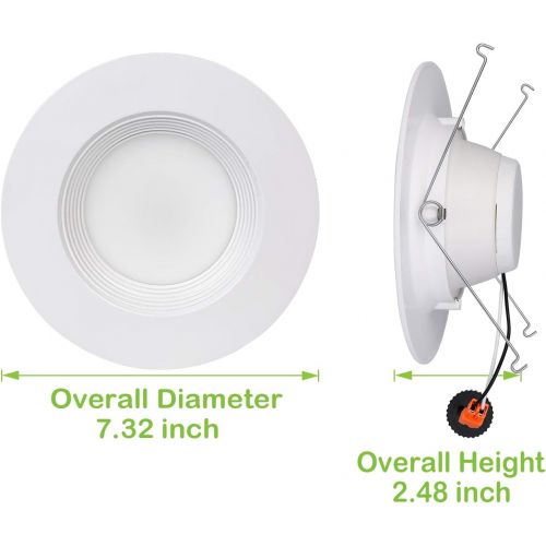  [아마존 핫딜]  [아마존핫딜]Hykolity 12 Pack 5/6 Inch LED Recessed Downlight Retrofit, 12W LED Can Light Bulb, Baffle Trim, 1000lm 3000K Warm White LED Recessed Ceiling Light, CRI90, Damp Rated, Dimmable, ETL