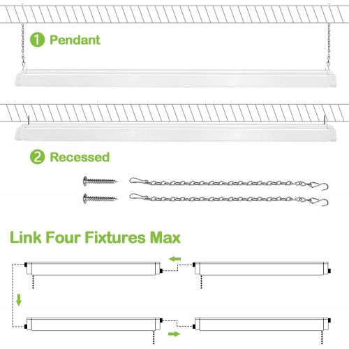  [아마존 핫딜] [아마존핫딜]Hykolity 5000K LED Shop Light Linkable, 4FT Daylight 42W LED Ceiling Lights for Garages, Workshops, Basements, Hanging or FlushMount, with Plug and Pull Chain, 3700lm, ETL- 6 Pack