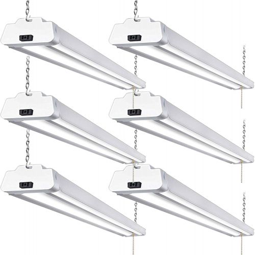  [아마존 핫딜] [아마존핫딜]Hykolity 5000K LED Shop Light Linkable, 4FT Daylight 42W LED Ceiling Lights for Garages, Workshops, Basements, Hanging or FlushMount, with Plug and Pull Chain, 3700lm, ETL- 6 Pack