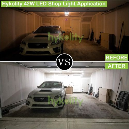  [아마존 핫딜] [아마존핫딜]Hykolity 5000K LED Shop Light Linkable, 4FT Daylight 42W LED Ceiling Lights for Garages, Workshops, Basements, Hanging or FlushMount, with Plug and Pull Chain, 3700lm, ETL- 6 Pack