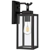 [아마존 핫딜] Hykolity Outdoor Wall Lantern with Dusk to Dawn Photocell, LED Bulb Included, Matte Black Wall Light Fixtures, Architectural Wall Sconce with Clear Glass Shade for Entryway, Porch,