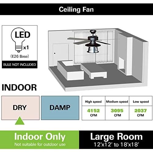  [아마존베스트]Hykolity 52 Inch Indoor Oil-Rubbed Bronze Ceiling Fan With Light Kits and Remote Control, Classic Style, Lifetime Motor Warranty, Reversible Blades, ETL for Living room, Bedroom, Basement