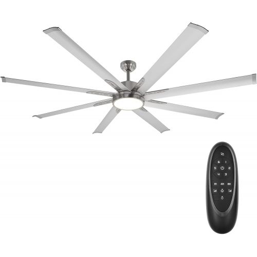  Hykolity 72 Inch Damp Rated Industrial DC Motor Ceiling Fan with LED Light, Reversible Motor and Blade, ETL Listed Indoor Ceiling Fans for Kitchen Bedroom Living Room Basement, 6-Speed Remo