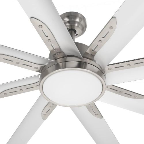  Hykolity 72 Inch Damp Rated Industrial DC Motor Ceiling Fan with LED Light, Reversible Motor and Blade, ETL Listed Indoor Ceiling Fans for Kitchen Bedroom Living Room Basement, 6-Speed Remo