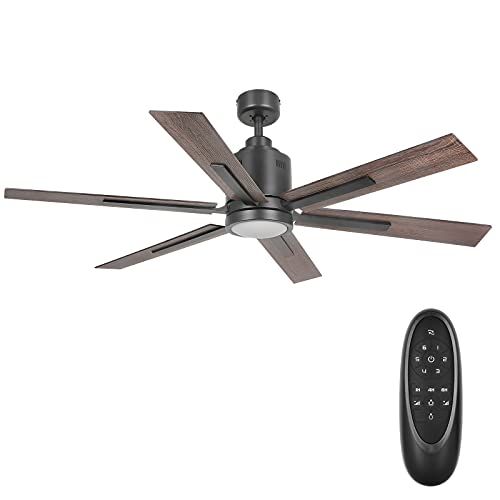  Hykolity 60 Inch DC Motor Farmhouse Ceiling Fan with Lights Remote Control, Reversible Motor and Blades, ETL Listed Industrial Indoor Ceiling Fans for Kitchen, Bedroom, Living Room