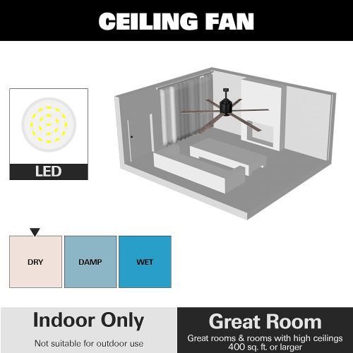  Hykolity 60 Inch DC Motor Farmhouse Ceiling Fan with Lights Remote Control, Reversible Motor and Blades, ETL Listed Industrial Indoor Ceiling Fans for Kitchen, Bedroom, Living Room
