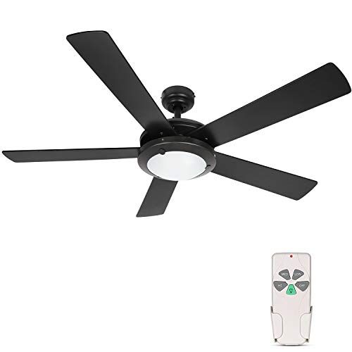  Hykolity 52 Inch Modern Style Indoor Ceiling Fan with Dimmable Light Kit and Remote Control, Reversible Motor, ETL for Living room, Bedroom, Basement, Kitchen, Garage