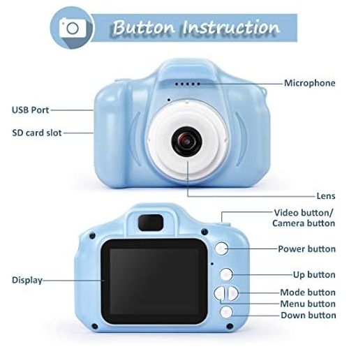  [아마존베스트]Hyleton hyleton Digital Camera for Kids, 1080P FHD Kids Digital Video Camera with 2 Inch IPS Screen and 16GB SD Card for 3-10 Years Boys Girls Gift (Light Blue)