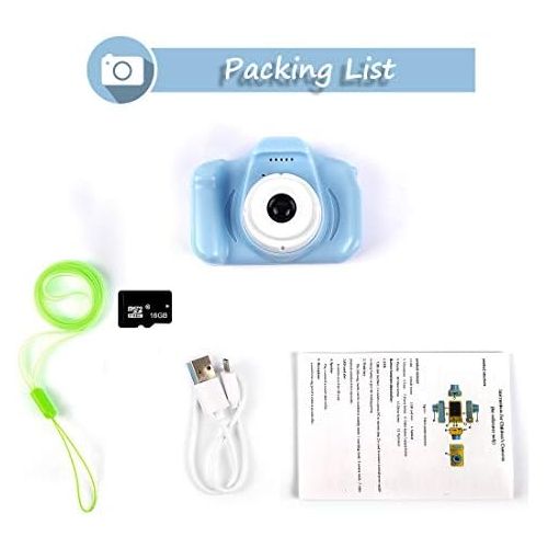  [아마존베스트]Hyleton hyleton Digital Camera for Kids, 1080P FHD Kids Digital Video Camera with 2 Inch IPS Screen and 16GB SD Card for 3-10 Years Boys Girls Gift (Light Blue)