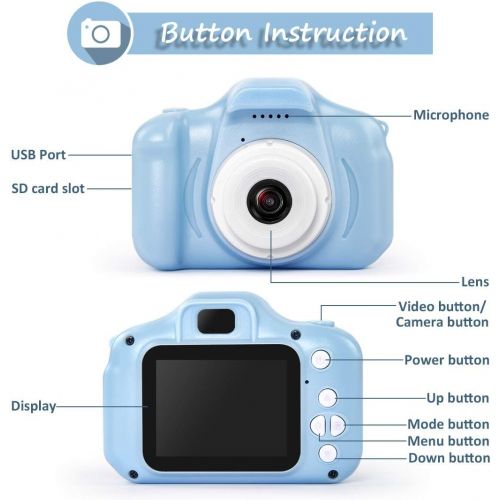  [아마존베스트]Hyleton hyleton Digital Camera for Kids, 1080P FHD Kids Digital Video Camera with 2 Inch IPS Screen and 16GB SD Card for 3-10 Years Boys Girls Gift (Light Blue)