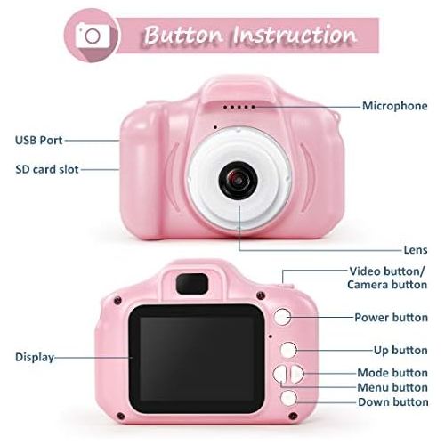  [아마존베스트]Hyleton hyleton Digital Camera for Kids, 1080P FHD Kids Digital Video Camera Camcorder for 3-10 Years Girls Gift with 16GB SD Card & 2 Inch IPS Screen (Pink)