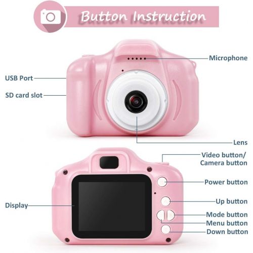  [아마존베스트]Hyleton hyleton Digital Camera for Kids, 1080P FHD Kids Digital Video Camera Camcorder for 3-10 Years Girls Gift with 16GB SD Card & 2 Inch IPS Screen (Pink)