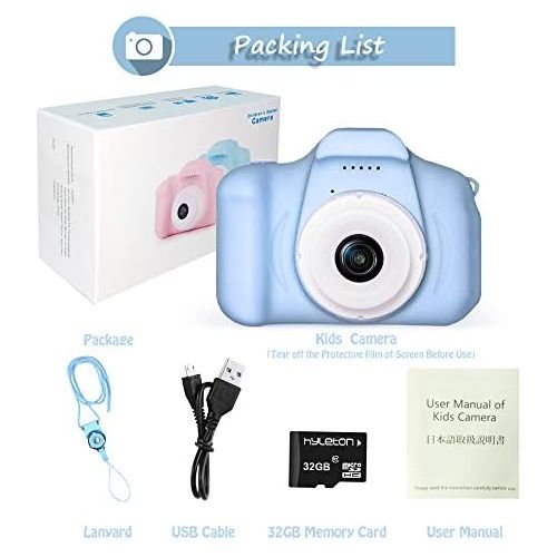  Digital Camera for Kids,hyleton 1080P FHD Kids Digital Video Camera with 2 Inch IPS Screen and 32GB SD Card for 3-10 Years Boys Girls Gift (Light Blue)