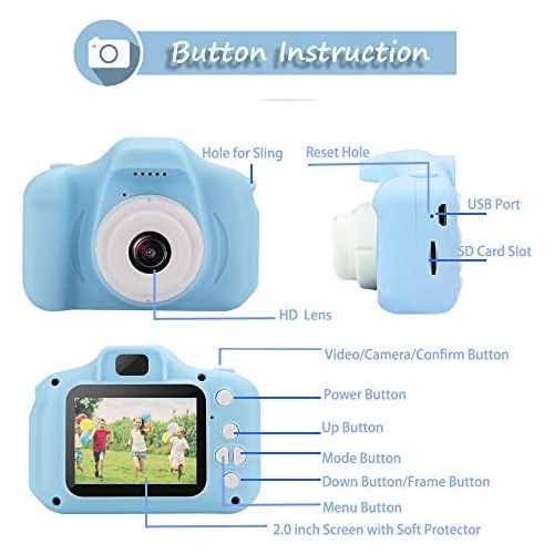  Digital Camera for Kids,hyleton 1080P FHD Kids Digital Video Camera with 2 Inch IPS Screen and 32GB SD Card for 3-10 Years Boys Girls Gift (Light Blue)