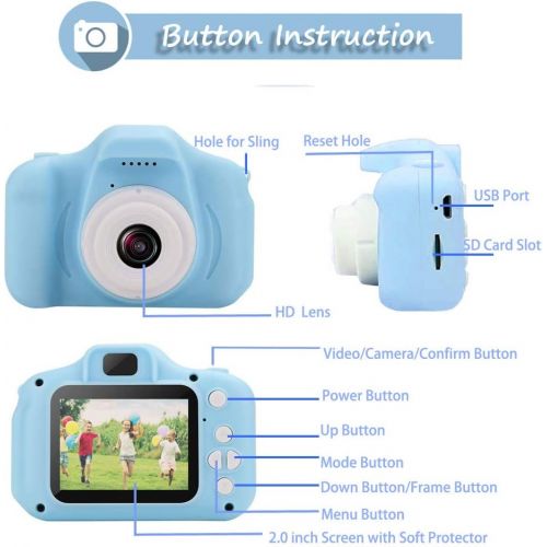  Digital Camera for Kids,hyleton 1080P FHD Kids Digital Video Camera with 2 Inch IPS Screen and 32GB SD Card for 3-10 Years Boys Girls Gift (Light Blue)