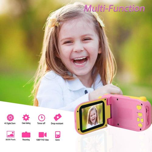  Kids Video Camera for Girls Gift,hyleton 1080P FHD Digital Kids Camera Camcorder Video DV with 2.4 Screen for Age 3-10