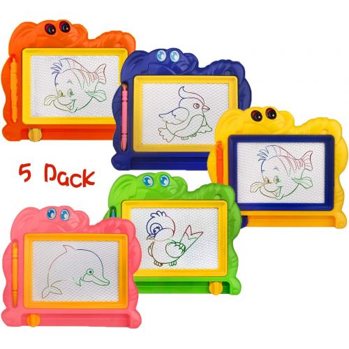  [아마존베스트]HongMe 5 Piece Mini Magnetic Drawing Board for Kids - Travel Size Erasable Doodle Board Set - Small Drawing Painting Sketch Pad - Perfect for Kids Art Supplies & Party Favors,Prizes for K