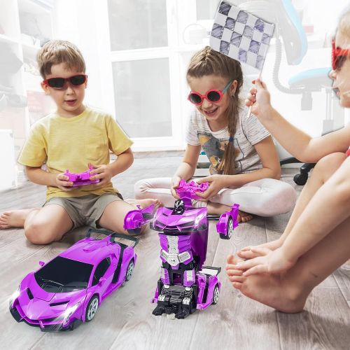  Hymaz RC Cars Remote Control Car Transforming Robot-2.4GHz 1:18 Scale Transform Car Vehicle with One Button Deformation & 360°Rotating Drifting RC Cars Toys Gifts for Kids Boys and Girls