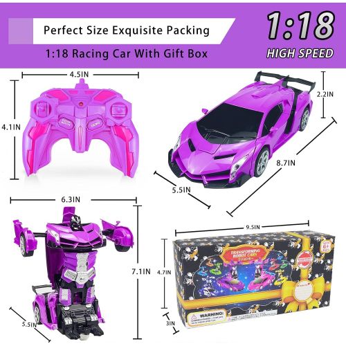  Hymaz RC Cars Remote Control Car Transforming Robot-2.4GHz 1:18 Scale Transform Car Vehicle with One Button Deformation & 360°Rotating Drifting RC Cars Toys Gifts for Kids Boys and Girls