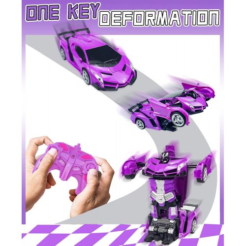  Hymaz RC Cars Remote Control Car Transforming Robot-2.4GHz 1:18 Scale Transform Car Vehicle with One Button Deformation & 360°Rotating Drifting RC Cars Toys Gifts for Kids Boys and Girls