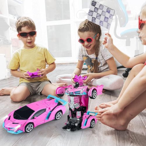  Hymaz RC Cars Remote Control Car Transforming Robot-2.4GHz 1:18 Scale Transform Car Vehicle with One Button Deformation & 360°Rotating Drifting RC Cars Toys Gifts for Kids Boys and Girls