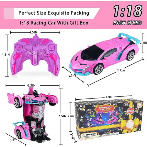  Hymaz RC Cars Remote Control Car Transforming Robot-2.4GHz 1:18 Scale Transform Car Vehicle with One Button Deformation & 360°Rotating Drifting RC Cars Toys Gifts for Kids Boys and Girls