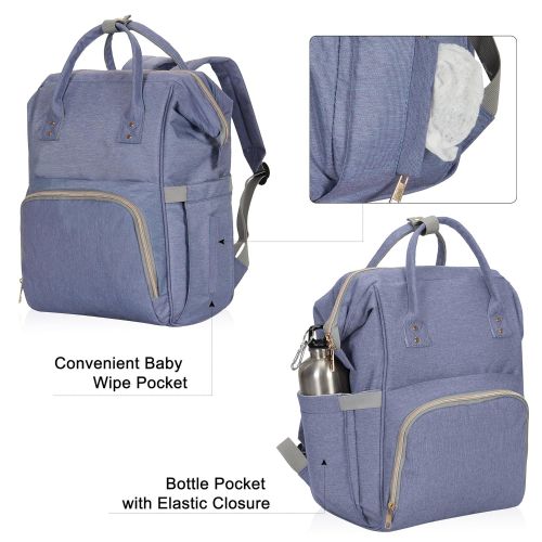  Hynes Eagle Water Resistant Diaper Backpack Multipurpose Baby Travel Bag for Dad or Mom Twilight Purple