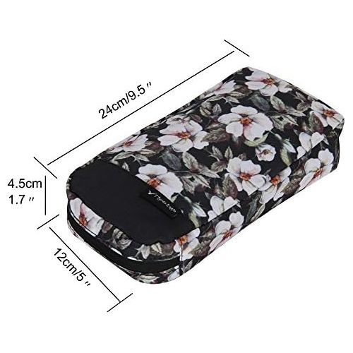  [아마존베스트]Hynes Eagle Cord Organizer Small Electronics Case Gadget Pouch Phone Accessories Storage Bag White Rose