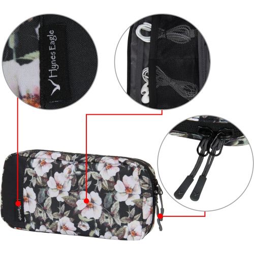  [아마존베스트]Hynes Eagle Cord Organizer Small Electronics Case Gadget Pouch Phone Accessories Storage Bag White Rose