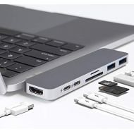 [아마존 핫딜]  [아마존핫딜]HyperDrive USB C Hub, Best Mac Type-C Dual Hub Adapter for MacBook Pro 2019 2018-2016 13 15 & MacBook Air, 7in2: USB-C 100W PD, USBC 40Gbps Data, 4K HDMI, microSD/SD Card Reader, 2