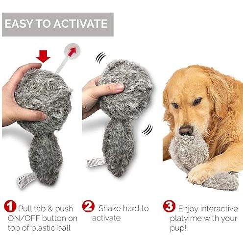  Hyper Pet Doggie Tail Interactive Plush Dog Toys (Wiggles, Vibrates, and Barks, Stimulating Play)