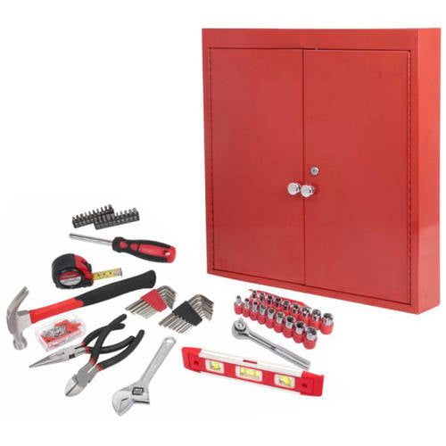  Hyper Tough 151-Piece Hand Tool Set, Metal Wall Cabinet