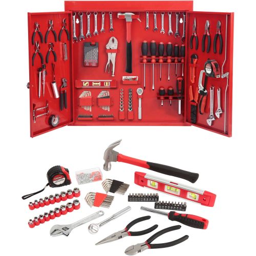  Hyper Tough 151-Piece Hand Tool Set, Metal Wall Cabinet