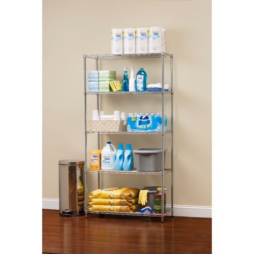  Hyper Tough 5 Tier Wire Shelving Rack, Black, 16Dx36Wx72H