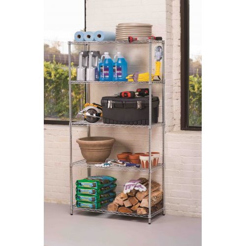  Hyper Tough 5 Tier Wire Shelving Rack, Black, 16Dx36Wx72H