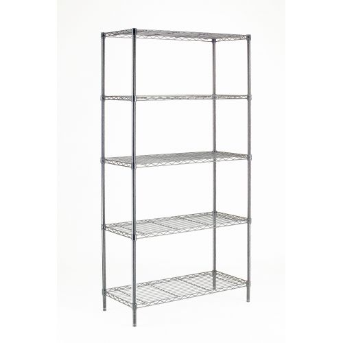  Hyper Tough 5 Tier Wire Shelving Rack, Black, 16Dx36Wx72H