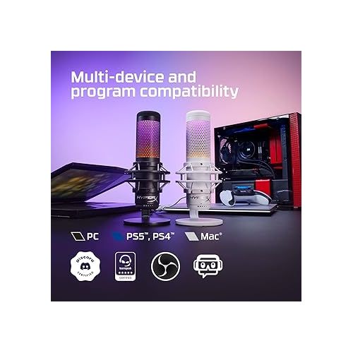  HyperX QuadCast S RGB USB Condenser Microphone with Shock Mount for Gaming, Streaming, Podcasts