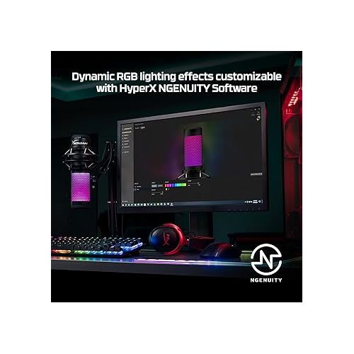  HyperX QuadCast S RGB USB Condenser Microphone with Shock Mount for Gaming, Streaming, Podcasts