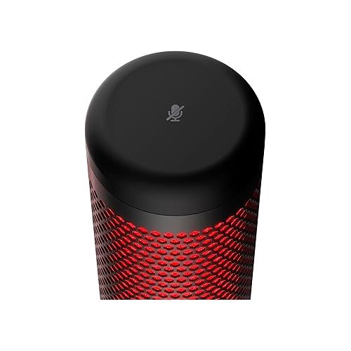  HyperX QuadCast - USB Condenser Gaming Microphone, for PC, PS4, PS5 and Mac, Anti-Vibration Shock Mount, Four Polar Patterns, Pop Filter, Gain Control, Podcasts, Twitch, YouTube, Discord, Red LED