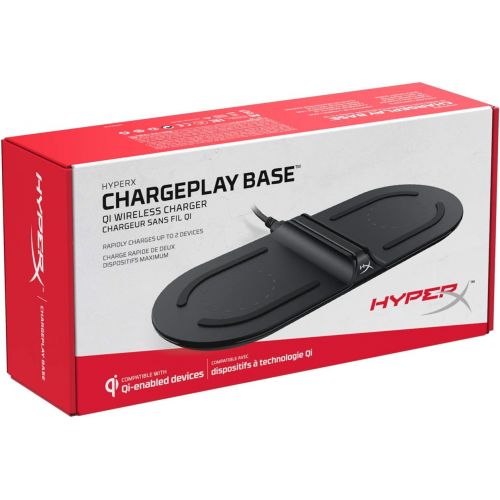  HyperX Chargeplay Base - Qi Wireless Charger, Qi Certified, Dual Wireless Charging Pads Charge Up to Two Devices, Battery Indicators, AC Wall Adapter, Compatible with Qi-Enabled De