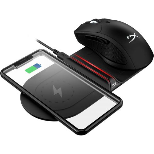  HyperX Chargeplay Base - Qi Wireless Charger, Qi Certified, Dual Wireless Charging Pads Charge Up to Two Devices, Battery Indicators, AC Wall Adapter, Compatible with Qi-Enabled De