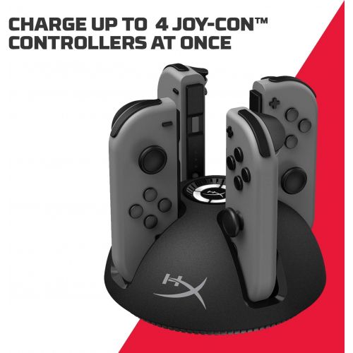 HyperX Chargeplay Quad - 4-in-1 Joy-Con Charging Station for Nintendo Switch with LED Indicators, USB Connection