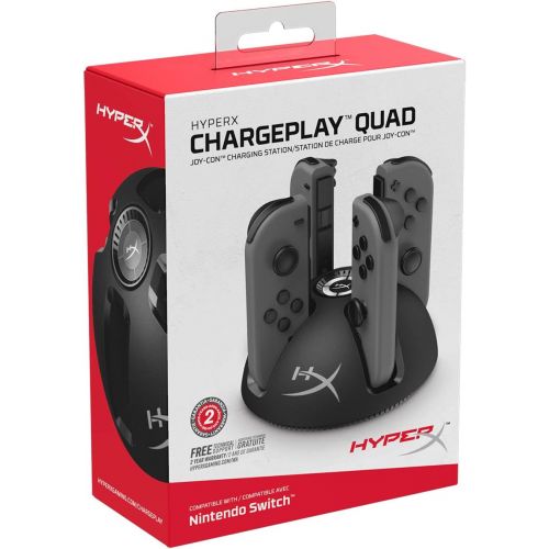  HyperX Chargeplay Quad - 4-in-1 Joy-Con Charging Station for Nintendo Switch with LED Indicators, USB Connection