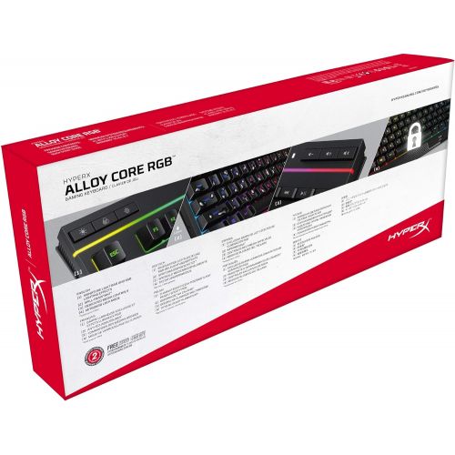  HyperX Alloy Core RGB  Membrane Gaming Keyboard  Comfortable Quiet Silent Keys with RGB LED Lighting Effects, Spill Resistant, Dedicated Media Keys, Compatible with Windows 10/8.