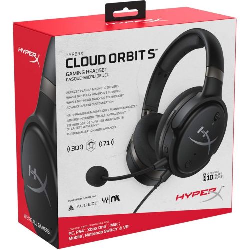  HyperX Cloud Orbit-Gaming Headset, 3D Audio, for PC, Xbox One, PS4, Mac, Mobile,Nintendo Switch,Planar Magnetic headphones with Detachable Noise Cancelling Microphone,Pop Filter, B