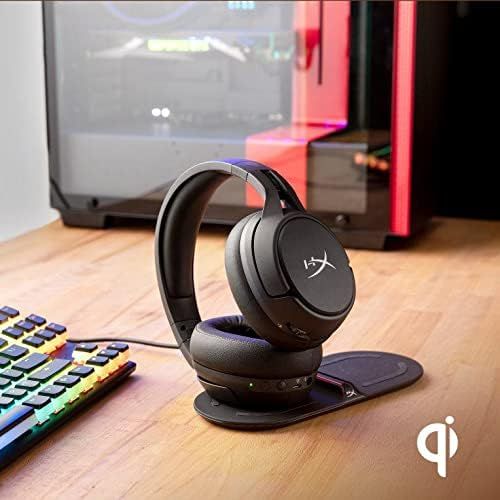  HyperX Cloud Flight S - Wireless Gaming Headset, 7.1 Surround Sound, 30 Hour Battery Life, Qi Wireless Charging, Detachable Microphone with LED Mute Indicator, Compatible with PC &