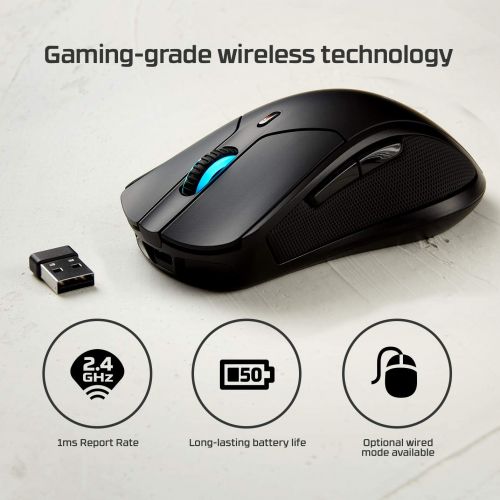  HyperX Pulsefire Dart - Wireless RGB Gaming Mouse, Software-Controlled Customization, 6 Programmable Buttons, Qi-Charging Battery up to 50 Hours - PC, PS4, Xbox One Compatible