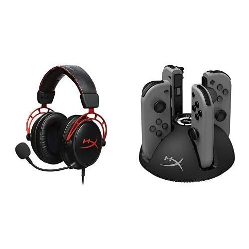  HyperX Cloud Alpha Gaming Headset and HyperX ChargePlay Quad - Joy-Con Charger for Nintendo Switch